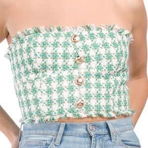 WALTER BAKER Betsey Tweed Strapless Top Size Large. NWT